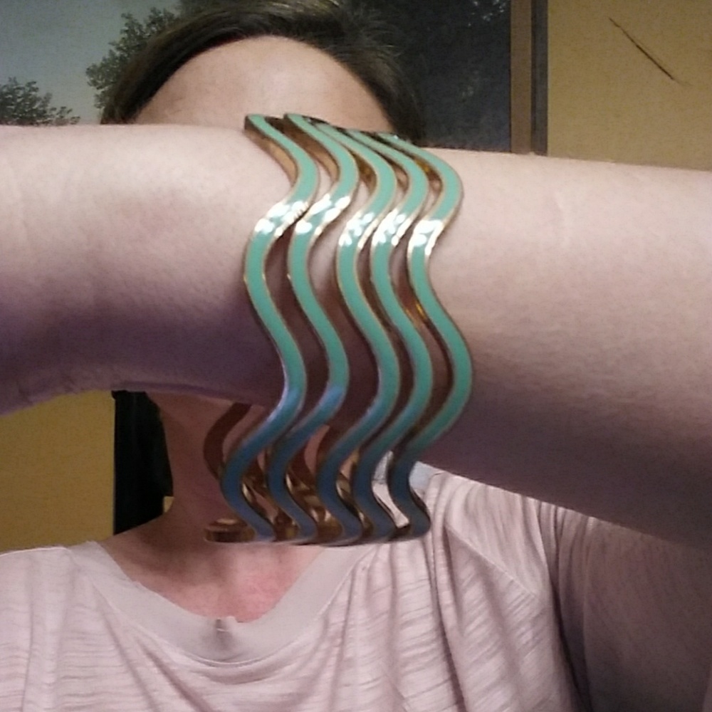 Mint and Gold bangle bracelets